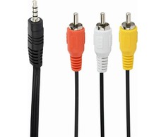 GEMBIRD CCA-4P2R-2M Gembird garso kabelis JACK 3,5 mm (4 kontaktų) M / 3x RCA (CINCH) M, 2M, juodas