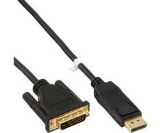 InLine 17111 DisplayPort į DVI keitiklio kabelis DisplayPort kištukas į DVI-D Dual Link paauksuotas juodas 1m