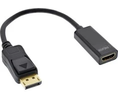 Intos InLine Kabelis ® „DisplayPort“ į HDMI adapteris su garsu, „DisplayPort“ kištukinis HDMI lizdas, 4K/30Hz, juodas 0,15 m
