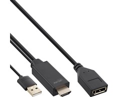 Kabelis InLine HDMI - HDMI + USB-A 0.3m juoda (17168P)