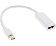 Kabelis InLine ® Name Port HDMI adapteris su garso, mini ekranu Port patinas HDMI moteris, 4K / 30Hz, balta, 0,15m