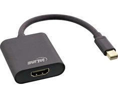 InLine Cable ® Mini DisplayPort HDMI adapteris aliuminis su garsu, 4K/60Hz, juodas, 0,15 m