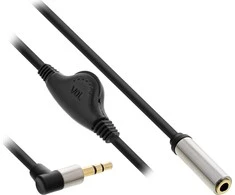 Kabelis InLine ® Comment 3.5mm M Englended to F, su tūrio kontrolės 0.25m