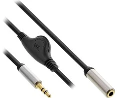 Kabelis InLine ® Slim Garso kabelis 3.5mm M į F, su tūrio kontrolės 0.25m