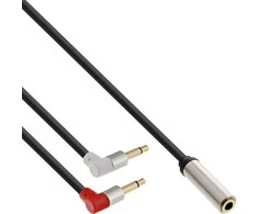 Kabelis InLine ® Comment Juostos ausinių adapteris kabelis, 2x 3.5mm M - 3.5mm F 3pin, 1m