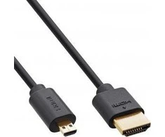Kabelis InLine ® Slim Ultra didelio greičio HDMI kabelis AM / DM (Micro) 8K4K aukso plakiruoti juoda 0.5m