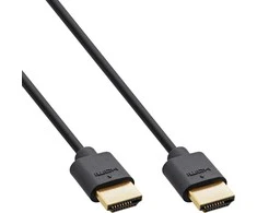 Kabelis InLine ® Slim Ultra didelio greičio HDMI kabelis M / M 8K4K auksas, plakiruotas juodu 0.3m