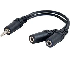 Jack Garso skirstytuvas, lizdas (3,5 mm) M - 2x lizdas (3,5 mm) F, 0,2 m, stereo, juoda, laidinis