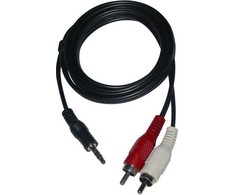 Audio Kabelis Jack (3,5mm) M - 2x CINCH M, 1.5m, juoda