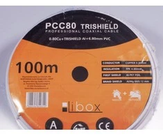 Libox Kabelis koncentryczny PCC80 100m koaksialinis kabelis RG-6/U Baltas