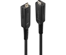 HDMI Laidas - LINDY Šviesolaidinis Hibridinis Micro-HDMI 4K60 Laidas, 18Gbps, Atsparus Micro-HDMI, HDMI, DVI, 10 m, Juodas