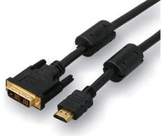 Video Kabelis DVI (18+1) M - HDMI M, 3m, pozłacane złącza, juoda, Logo blister