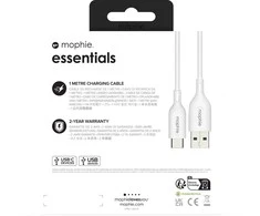 Zagg Mophie Charge Essentials USB-A – USB-C kabelis 1 m – baltas