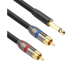 Kabelis Mozos Jack 6,3mm - RCA (Cinch) x2 3m juoda (MCABLE- 2JT2R)