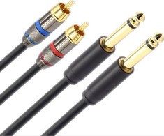 Kabelis Mozos Jack 6,3mm - RCA (Cinch) x2 3m juoda (MCABLE- 2JT2R)