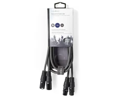 „Nedis“ subalansuotas garso kabelis, 2x XLR 3 kontaktų (M) - 2x XLR 3 kontaktų (F), 1,50 m, tamsiai pilkas