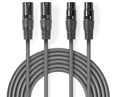 „Nedis“ subalansuotas garso kabelis 2x XLR 3 kontaktų (M) - 2x XLR 3 kontaktų (F) 5,00 m tamsiai mėlynas