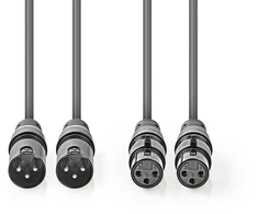 „Nedis“ subalansuotas garso kabelis 2x XLR 3 kontaktų (M) - 2x XLR 3 kontaktų (F) 5,00 m tamsiai mėlynas