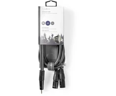 „Nedis“ subalansuotas garso kabelis 2x XLR 3 kontaktų (M) - 3,5 mm lizdas (M) 1,50 m, tamsus pjūklo dantų raštas