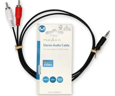 Kabelis Nedis 3.5mm 2 x RCA 1m (CAGL22200BK10)
