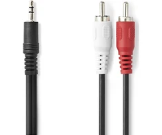 Kabelis Nedis 3.5mm 2 x RCA 1m (CAGL22200BK10)