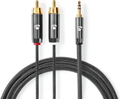 Kabelis Nedis CATB22200GY10 kabelis audio 1 m 3.5mm 2 x RCA Pilka
