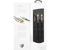Kabelis Nedis CATB22200GY10 kabelis audio 1 m 3.5mm 2 x RCA Pilka