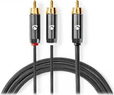 Kabelis Nedis RCA (Cinch) x2 - RCA (Cinch) x2 3m pilka (CATB24000GY30)