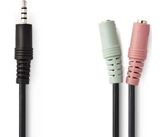 Kabelis Nedis kabelis audio 0,2 m 2 x 3.5mm juoda