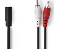 Kabelis Nedis 2 x RCA 3.5 mm 0,2 m Juodas (CAGB22255BK02)