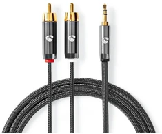 Nedis Stereo Audio kabelis jack 3.5 mm (M) - 2x RCA (M) 5.00 m pilka