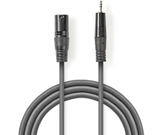 „Nedis“ subalansuotas garso kabelis XLR 3 kontaktų (F) - 3,5 mm lizdas (M) 3,00 m, tamsus pjūklo dantų raštas