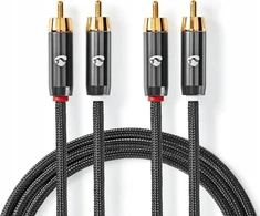 Kabelis Nedis RCA (Cinch) x2 - RCA (Cinch) x2 2m pilka (CATB24200GY20)