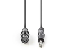 „Nedis“ subalansuotas garso kabelis XLR 3 kontaktų (F) - 6,35 mm lizdas (M), 1,50 m, tamsus pjūklo dantų raštas