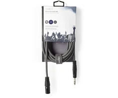 „Nedis“ subalansuotas garso kabelis XLR 3 kontaktų (M) - 6,35 mm lizdas (M) 5,00 m, tamsus pjūklo dantų raštas