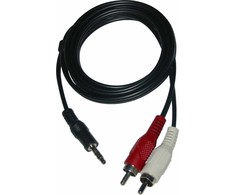 Neutralle Garso kabelis Jack (3,5mm) M - 2x CINCH M, 3m, juodas, su logotipu, EOL