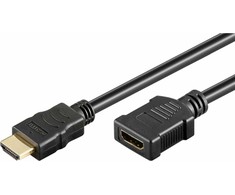 Neutralle HDMI M - HDMI F vaizdo kabelio prailginimas, HDMI 2.0 - Premium High Speed, 2m, paauksuotos jungtys, juodas, EOL