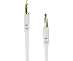 OEM kabelis AUX lizdas 3,5 mm (vyriškas) - lizdas 3,5 mm (vyriškas) dėžutė 1 m baltas