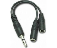 Kabelis PremiumCord Jack 3.5mm - Jack 3.5mm x2 0.1m juoda (kjR- 02A)