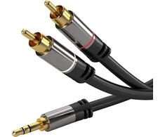 Kabelis PremiumCord Jack 3.5mm - RCA (Cinch) x2 5m juoda (kjqcin5)