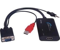Adapteris AV PremiumCord D-Sub (VGA) - HDMI + USB-A + Jack 3.5mm juodas (khcon-04)