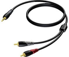 Kabelis Procab Jack 3,5 mm - RCA (Cinch) x2 1,5 m juoda (CLA711 / 1,5)