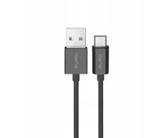 Puro 12W TPE USB-A - microUSB 2m kabelis - juodos spalvos