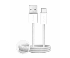 Puro Fabrik 2.0 10W USB-A – USB-C Braided Kabelis 1.5m – baltos spalvos