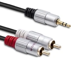 QOLTEC 52341 Kabelis 2xRCA Mini Jack 3,5mm vyriškas 2m Juodas