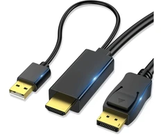 Kabelis Reagle DisplayPort - HDMI + USB-A 1,8 m juodas