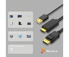 Kabelis Reagle DisplayPort - HDMI + USB-A 1,8 m juodas