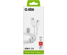SBS TECABLETISSUETCCG USB-C – USB-C 1.5m 60W pintas kabelis – pilkos spalvos