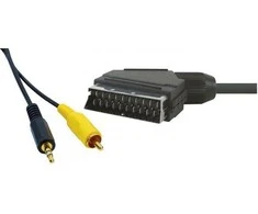 Audio/Video kabelis SCART M - CINCH M + Jack (3.5mm) M, 1.5m, juoda