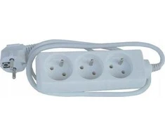 230V maitinimo kabelio ilgintuvas, CEE7 (šakė) - 3x lizdas, 2m, VDE patvirtintas, balta